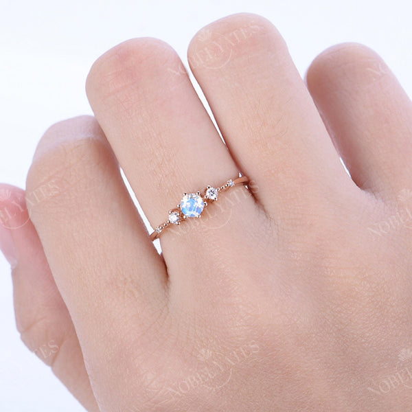 Moonstone Five Stone Engagement Ring Rose Gold