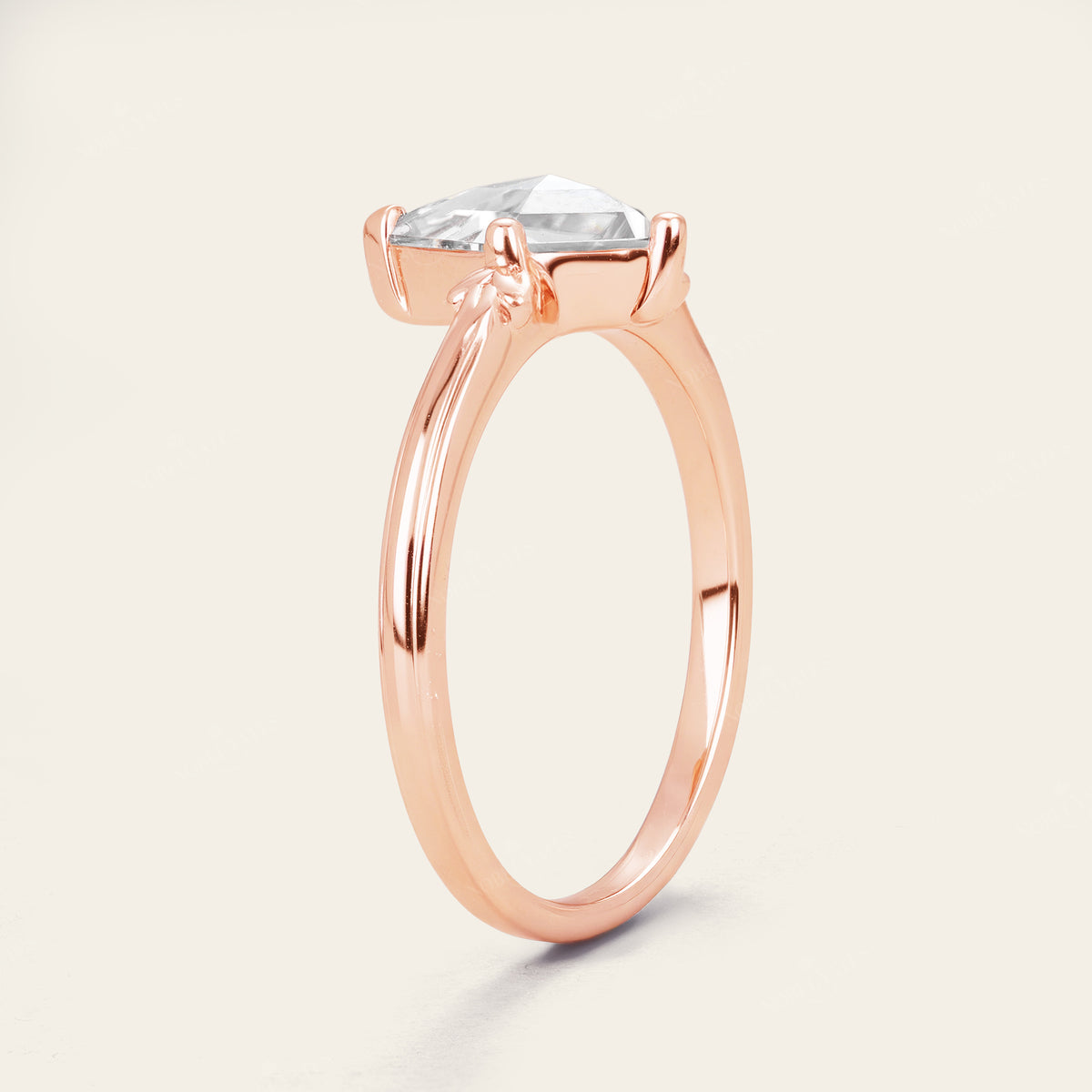 Half Rose Cut Kite Moissanite Art Deco Engagement Ring Sets 3pcs-Nobel Yates