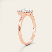 Half Rose Cut Kite Moissanite Art Deco Engagement Ring Sets 3pcs-Nobel Yates