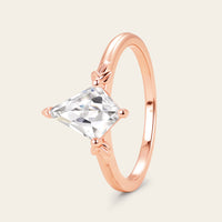 Half Rose Cut Kite Moissanite Art Deco Engagement Ring Sets 3pcs-Nobel Yates