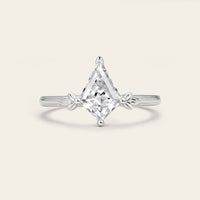 Half Rose Cut Kite Moissanite Art Deco Engagement Ring Sets 3pcs-Nobel Yates
