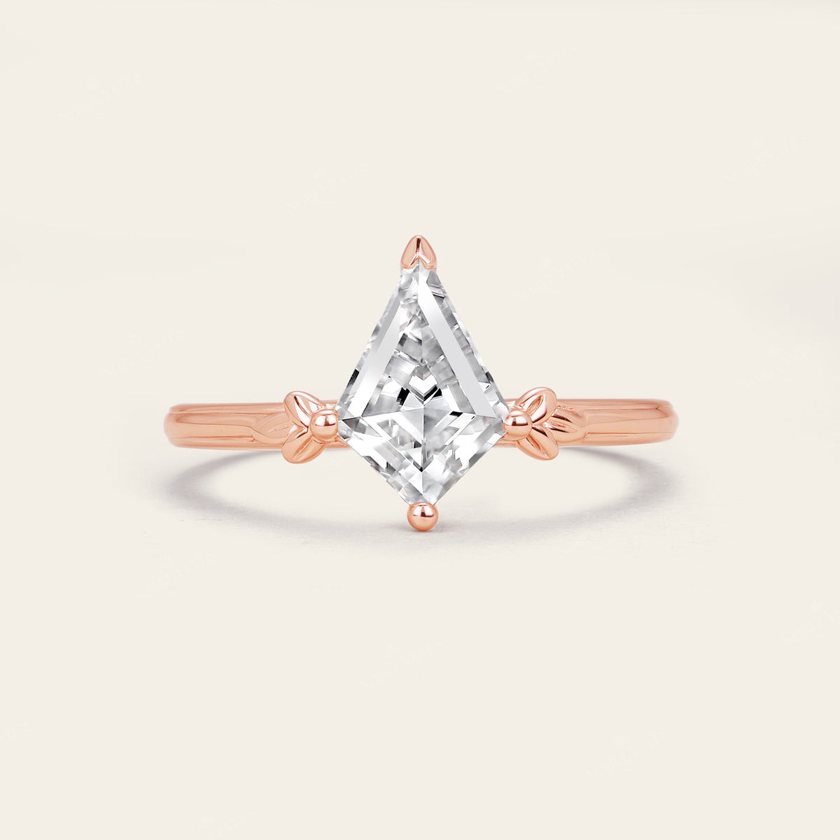 Half Rose Cut Kite Moissanite Art Deco Engagement Ring Sets 3pcs-Nobel Yates