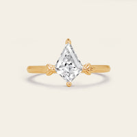 Half Rose Cut Kite Moissanite Art Deco Engagement Ring Sets 3pcs-Nobel Yates