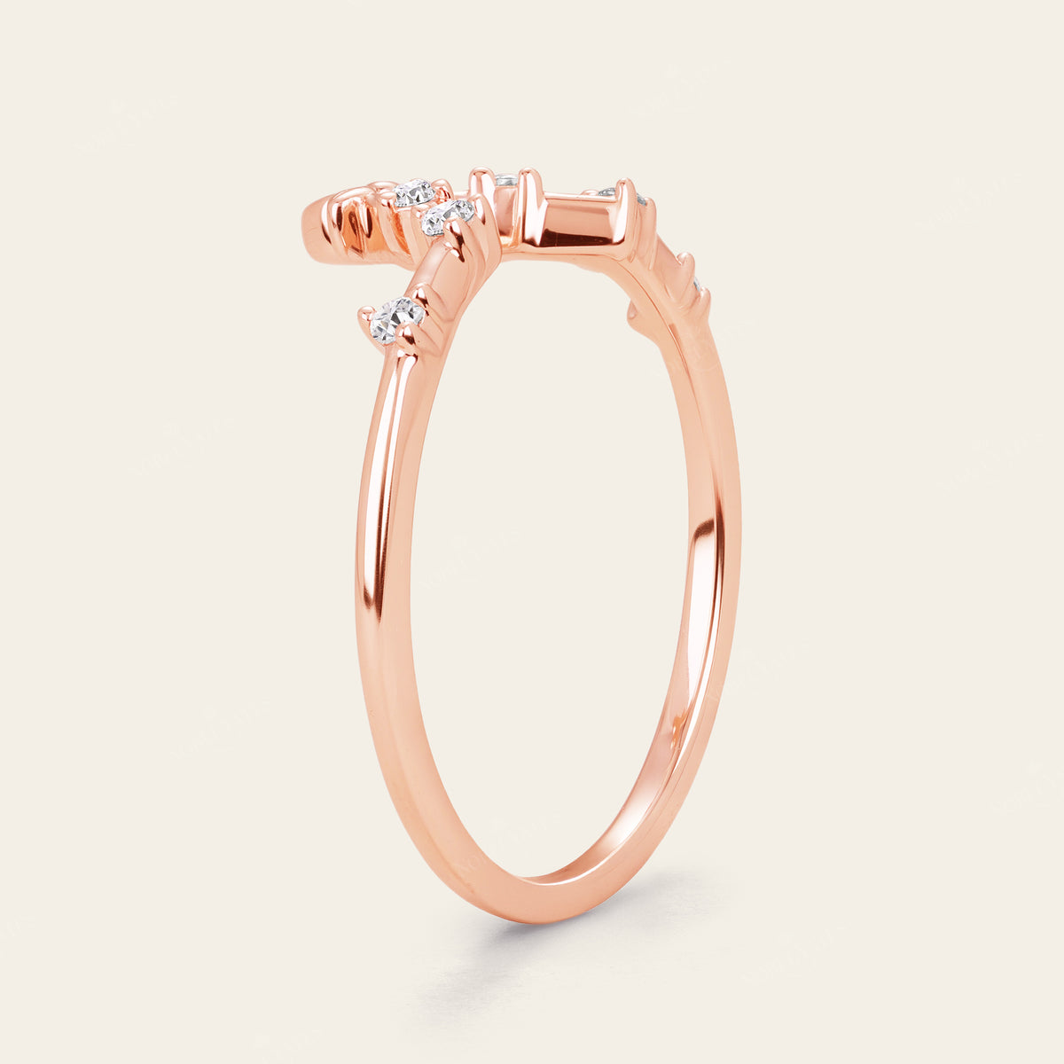 Half Rose Cut Kite Moissanite Art Deco Engagement Ring Sets 3pcs-Nobel Yates