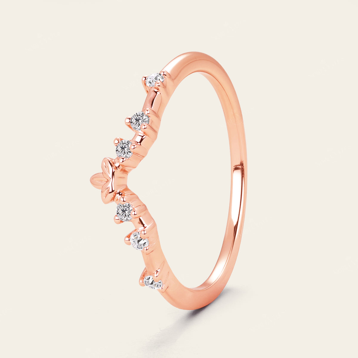 Half Rose Cut Kite Moissanite Art Deco Engagement Ring Sets 3pcs-Nobel Yates