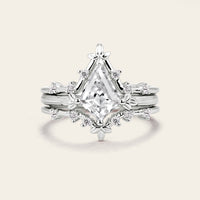 Half Rose Cut Kite Moissanite Art Deco Engagement Ring Sets 3pcs-Nobel Yates