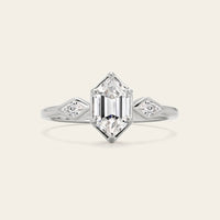Hexagon & Kite Cut Moissanite Three Stone Art Deco Engagement Ring-Nobel Yates