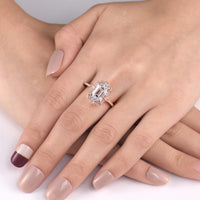 Emerald Cut Lab Diamond Art Deco Ring Mosaic Design