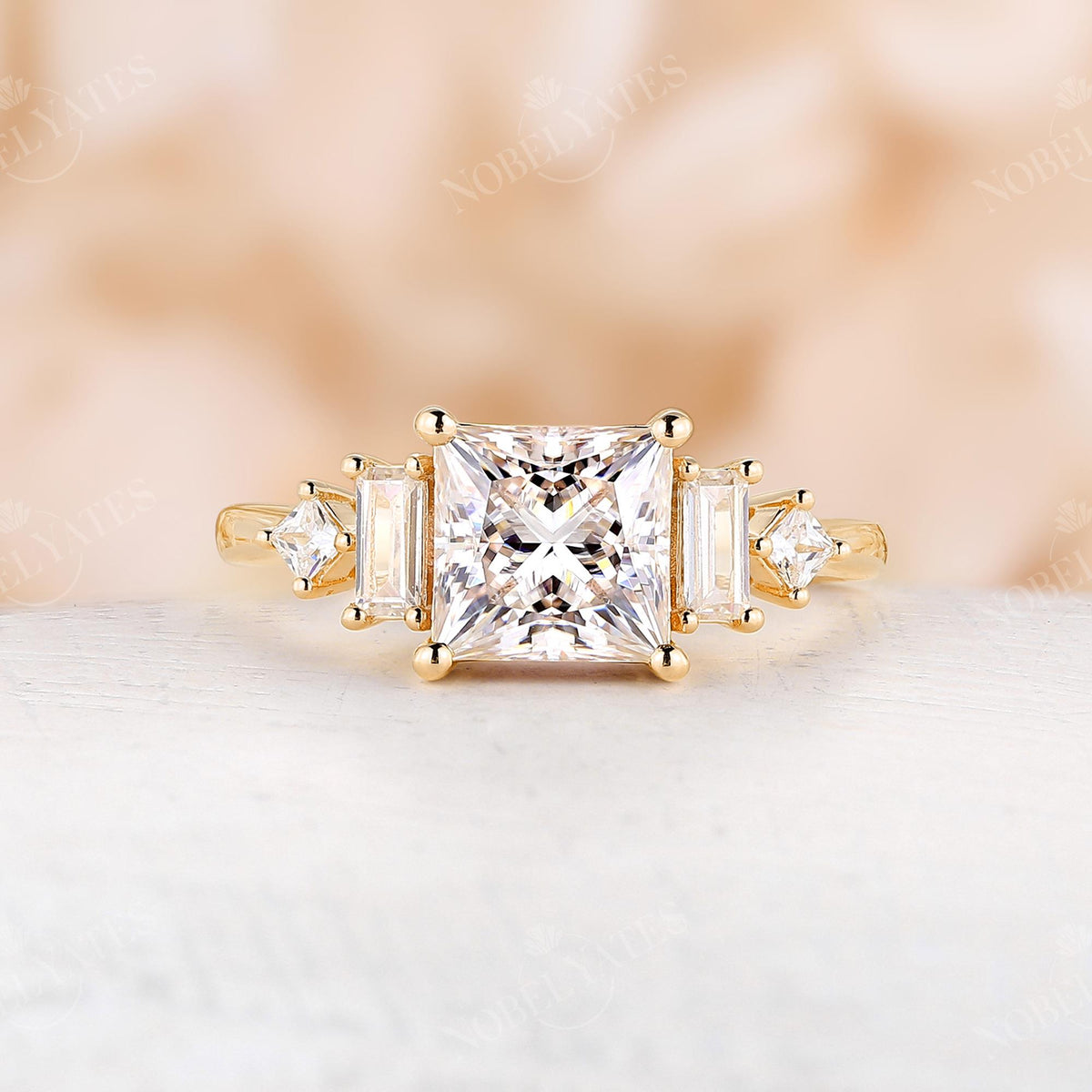 Vintage Princess Moissanite Engagement Ring Rose Gold