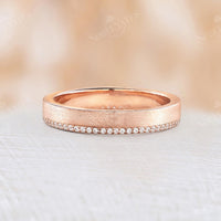 Pave Eternity Moissanite Wedding Band Couples' Rose Gold Band