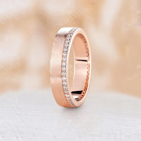 Pave Eternity Moissanite Wedding Band Couples' Rose Gold Band