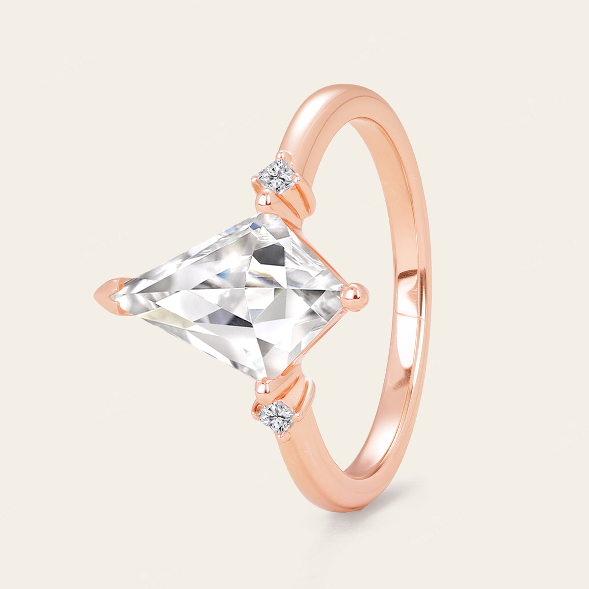 Kite Cut Moissanite Art Deco Bridal Sets Engagement Ring 2pcs-Nobel Yates