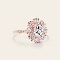 Art Deco Oval cut Moissanite Bridal Sets Rose Gold