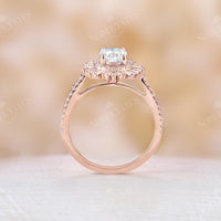 Art deco Oval Moissanite Pave Engagement Ring Rose Gold