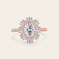 Art Deco Oval cut Moissanite Bridal Sets Rose Gold