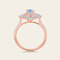 Art deco Oval Moonstone Engagement Ring Rose Gold