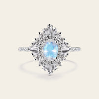 Art deco Oval Moonstone Engagement Ring Rose Gold