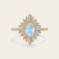 Art deco Oval Moonstone Engagement Ring Rose Gold