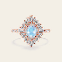 Art deco Oval Moonstone Engagement Ring Rose Gold