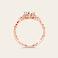 Princess cut Moissanite Cluster Diamond Engagement Ring Rose Gold