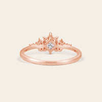 Princess cut Moissanite Cluster Diamond Engagement Ring Rose Gold