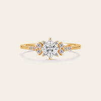 Princess cut Moissanite Cluster Diamond Engagement Ring Rose Gold