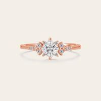 Princess cut Moissanite Cluster Diamond Engagement Ring Rose Gold