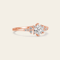 Princess cut Moissanite Cluster Diamond Engagement Ring Rose Gold
