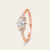 Princess cut Moissanite Cluster Diamond Engagement Ring Rose Gold