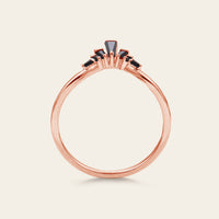 Art Deco Baguette Black Onyx Curved Wedding Band Rose Gold