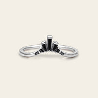 Art Deco Baguette Black Onyx Curved Wedding Band Rose Gold