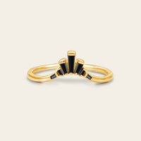 Art Deco Baguette Black Onyx Curved Wedding Band Rose Gold