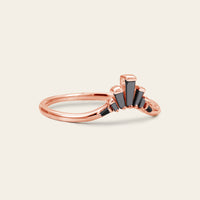 Art Deco Baguette Black Onyx Curved Wedding Band Rose Gold