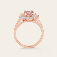 Art deco Oval Pink Morganite Starburst Engagement Ring-Nobel Yates
