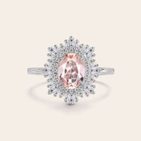 Art deco Oval Pink Morganite Starburst Engagement Ring-Nobel Yates
