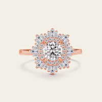 Art Deco Round Moissanite White Gold Halo Engagement Ring