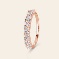 Baguette Shape Moissanite Art Deco Cluster Wedding Band Rose Gold