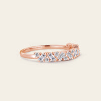 Baguette Shape Moissanite Art Deco Cluster Wedding Band Rose Gold