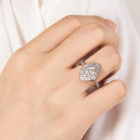 Marquise Moissanite Art Deco Rose Gold Halo Engagement Ring