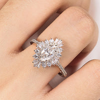 Marquise Moissanite Art Deco Rose Gold Halo Engagement Ring