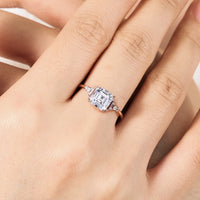 Vintage Art Deco Asscher cut Moissanite Engagement Ring