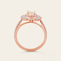 Art Deco Starburst Oval White Opal Engagement Ring