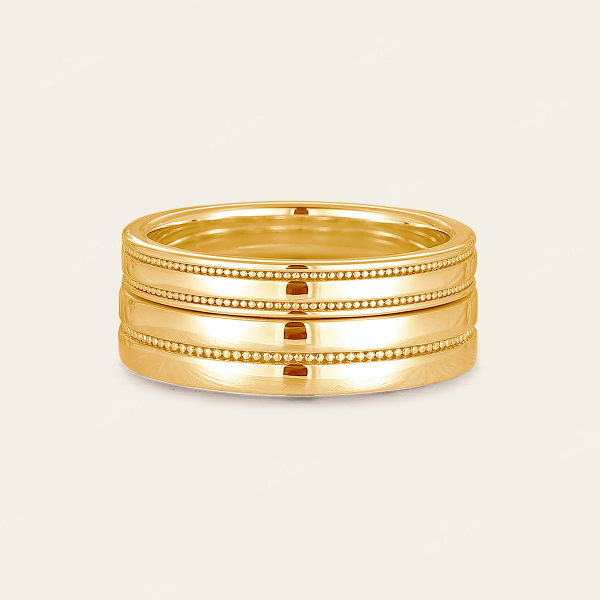 Vintage Milgrain Full eternity Classic Rose Gold Couple Bands