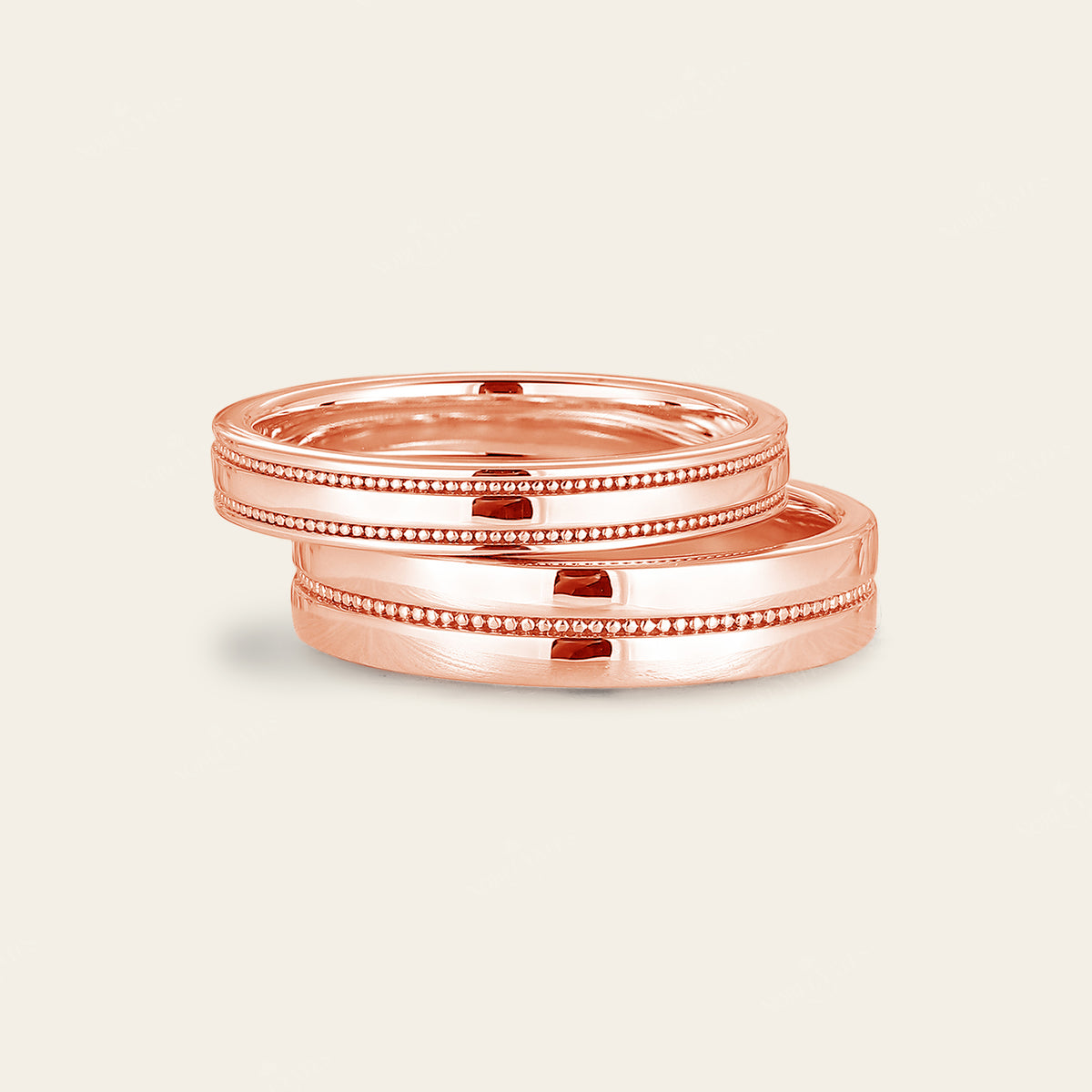 Vintage Milgrain Full eternity Classic Rose Gold Couple Bands