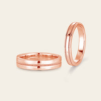 Vintage Milgrain Full eternity Classic Rose Gold Couple Bands