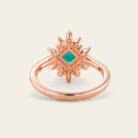 Princess Lab Emerald Art Deco Engagement Ring Prong Halo