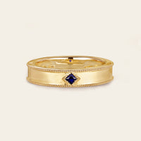 Princess cut Lab Sapphire Wedding Band His and Her Rose Gold Band