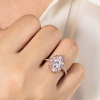 Oval Moissanite Art Deco Rose Gold Milgrain Engagement Ring