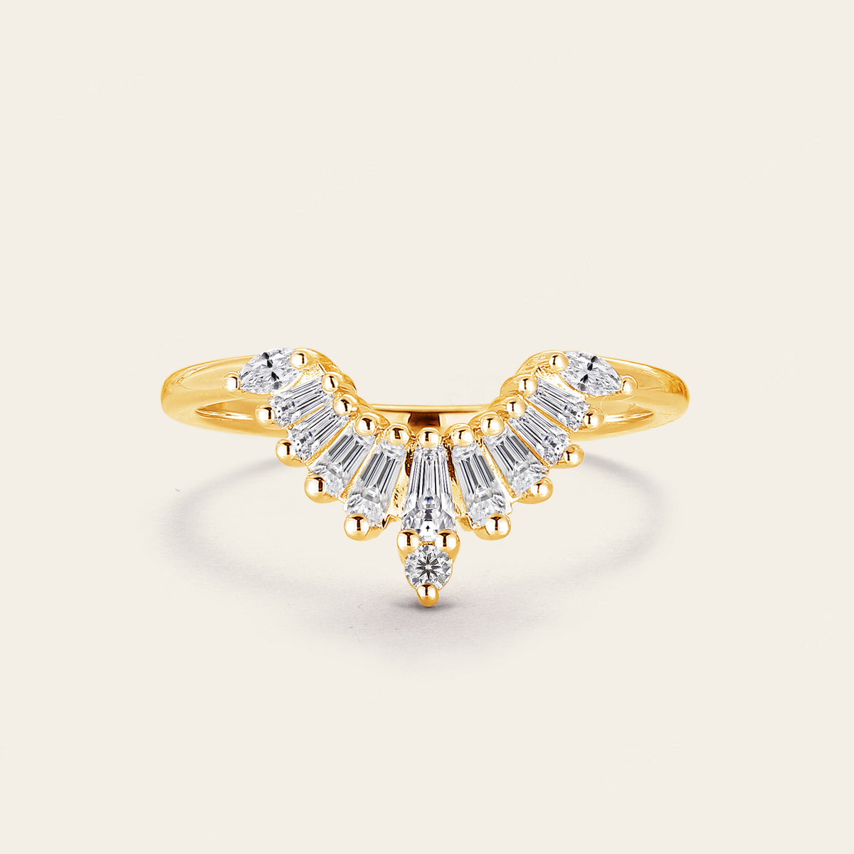 Art Deco Rose Gold Baguette Diamond /Cubic Zirconia Matching Wedding Band