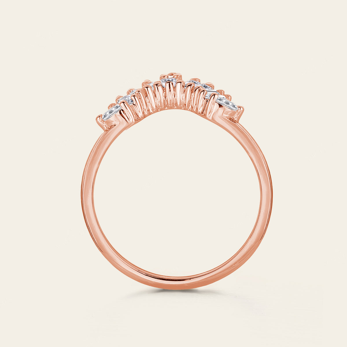 Art Deco Rose Gold Baguette Diamond /Cubic Zirconia Matching Wedding Band